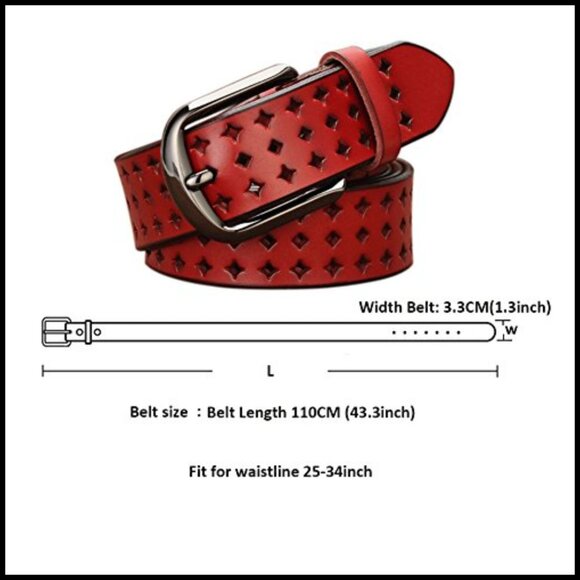 Genuine Leather Hollow Out Belt with Pin Buckle main image 6